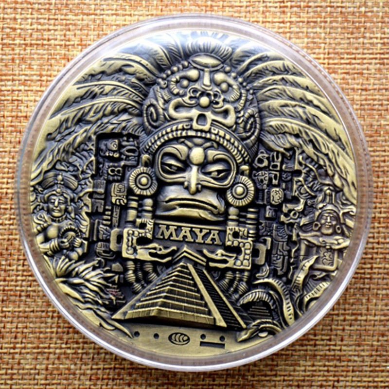 Mexican Maya Calendar Commemorative Coin Art Collection HARPIMER Mayan Aztec Prophecy Commemorative Coins