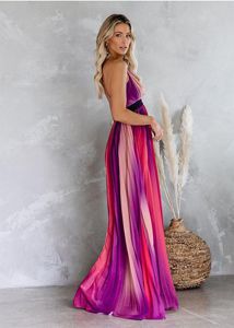wonderland rainbow striped maxi dress