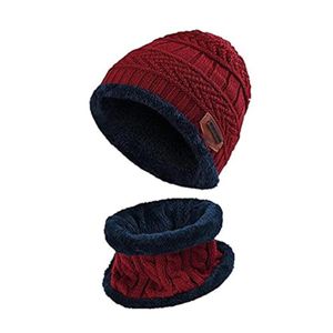 Acexy Warm Knitted Hat and Circle Scarf Set OutdoorsScarf Beanie Skull Cap for Winter