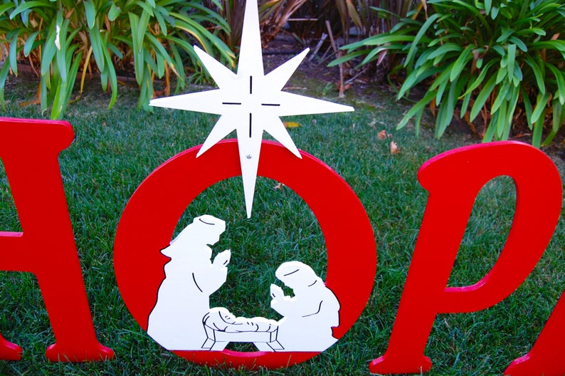 Hope With Christmas Nativity Outdoor Holiday Yard Art Sign – youthas
