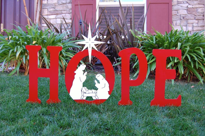 Hope With Christmas Nativity Outdoor Holiday Yard Art Sign – youthas